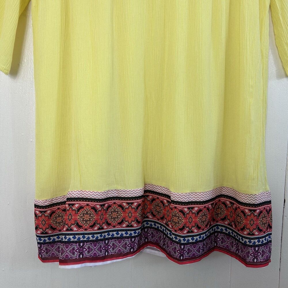 White Mark Dress Size M Yellow Boho Mini Dress Size Medium Bohemian Bell Slevees - Picture 6 of 13